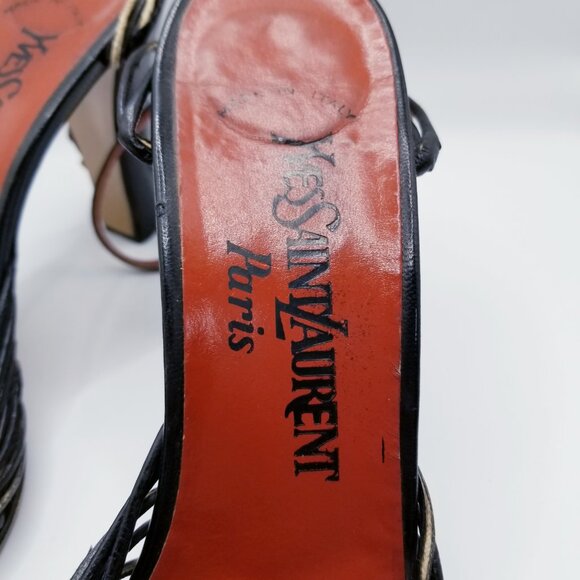 70s Vintage Yves Saint Laurent Strappy Heel - Size 8N - Wounded but Wonderful - Picture 6 of 7